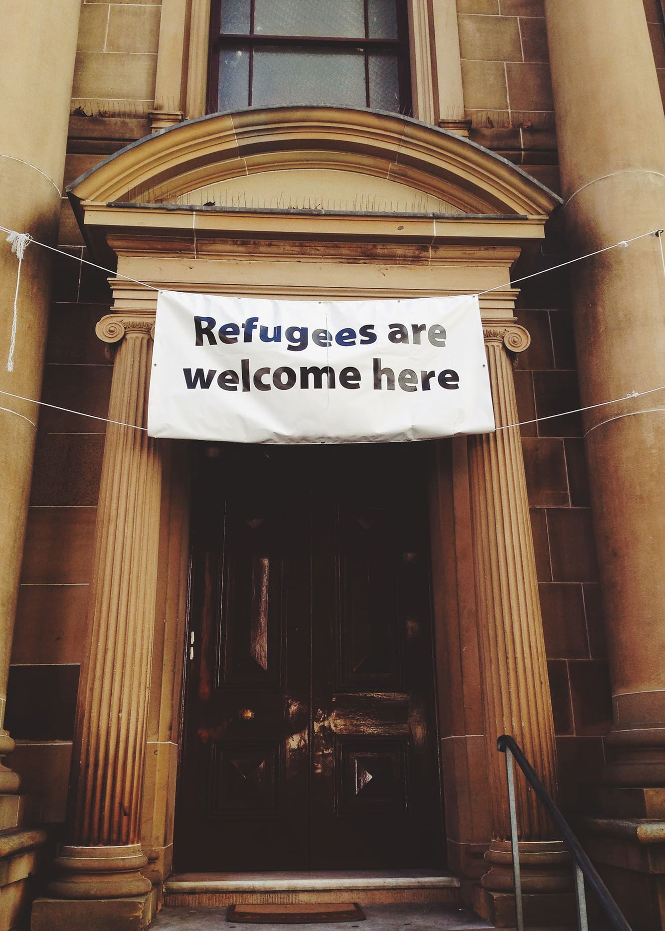 Refugees Are Welcome Here, Church Sign