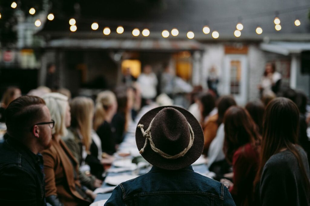 outdoor dinner with friends