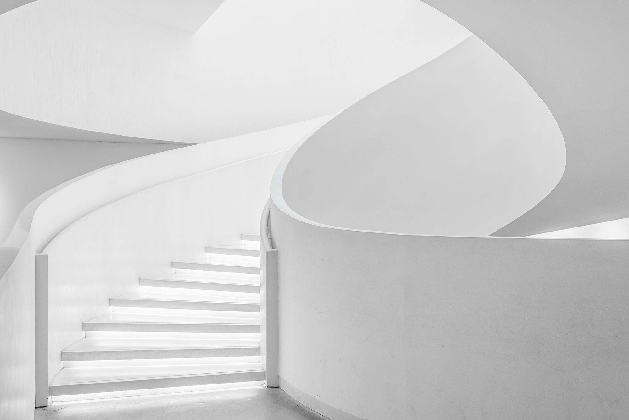 The view of empty space in white architecture