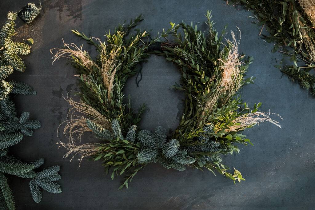 Foliage wreath garland for christmas