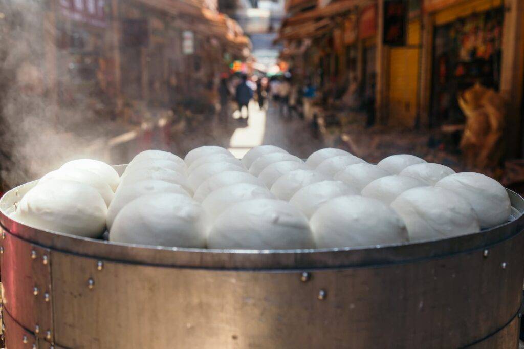 Chinese Traditional Steamed Buns At The Street