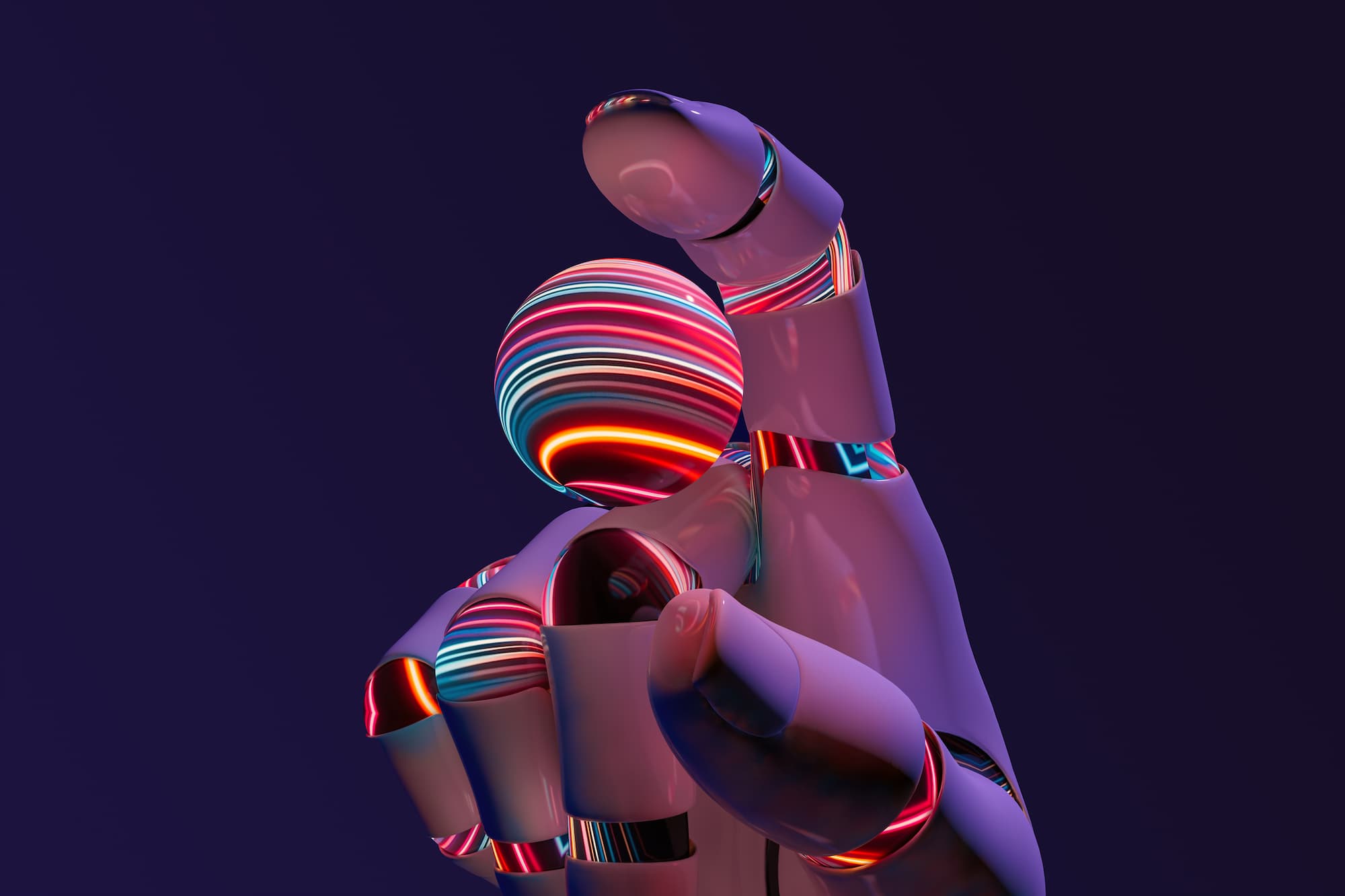 Robot Hand Holding An Artificial Intelligence Sphere