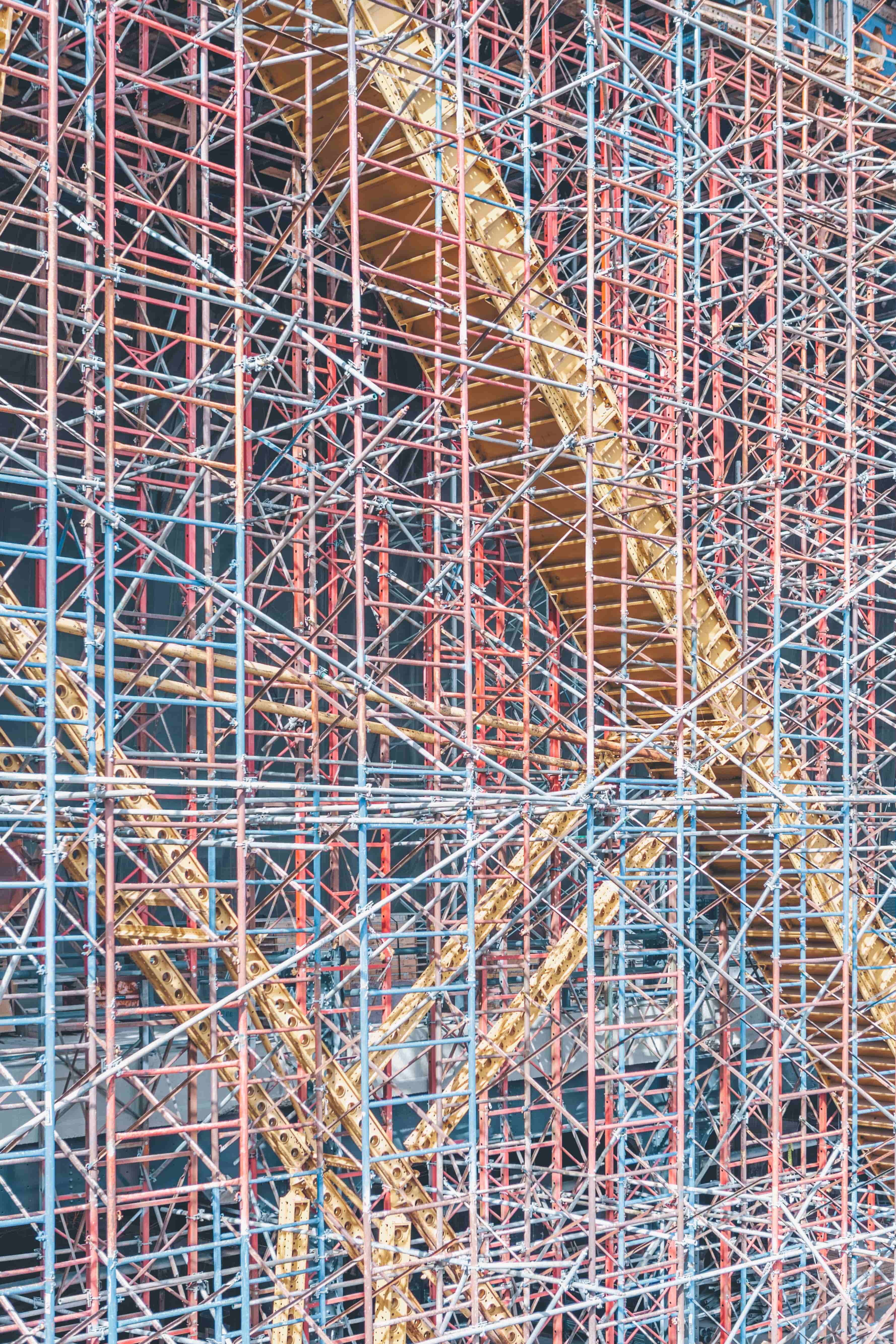 Order in Chaos of Scaffolding and Framework of Building as Construction Background