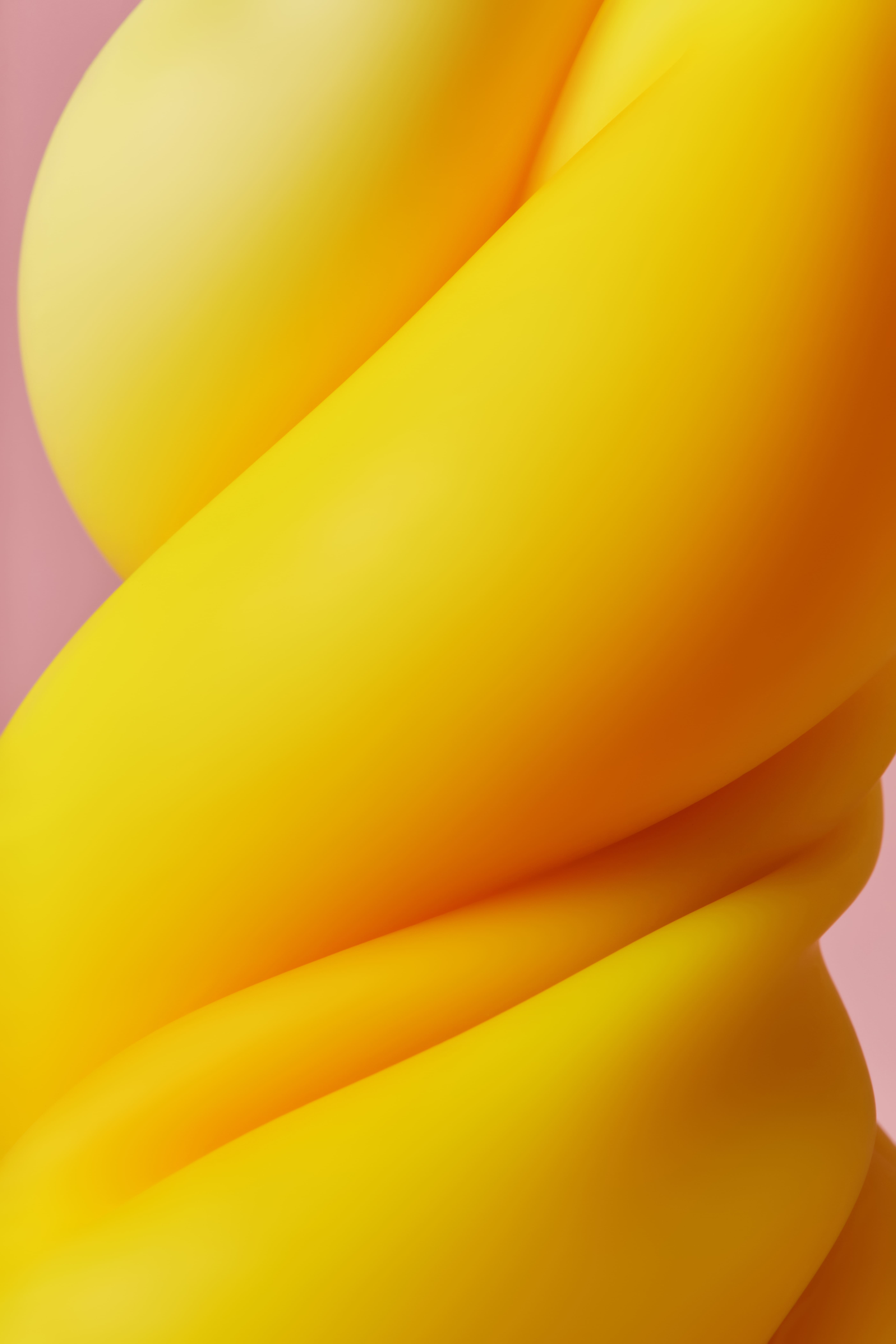 Elastic figure symbolising human's plus size body part with folds and fat rolls. Yellow fluffy material presented on pink studio background.