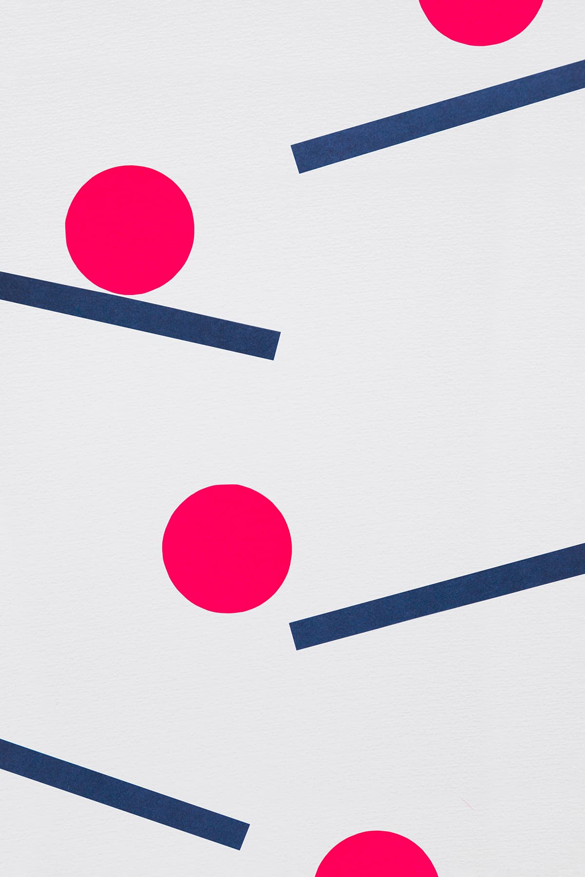 Modern Abstract Collage With Circles Sliding Down The Blue Lines Minimal modern abstract art with pink circles sliding down the blue lines