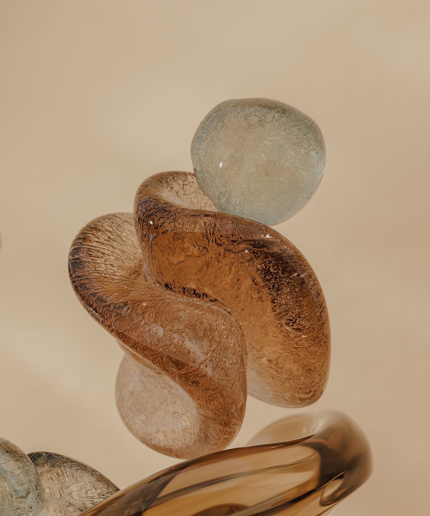 d render with abstract brown tones 3d render with abstract pink tones art piece of surreal sculpture in spherical organic curve wavy smooth and soft biological shape in plastic material on brown background
