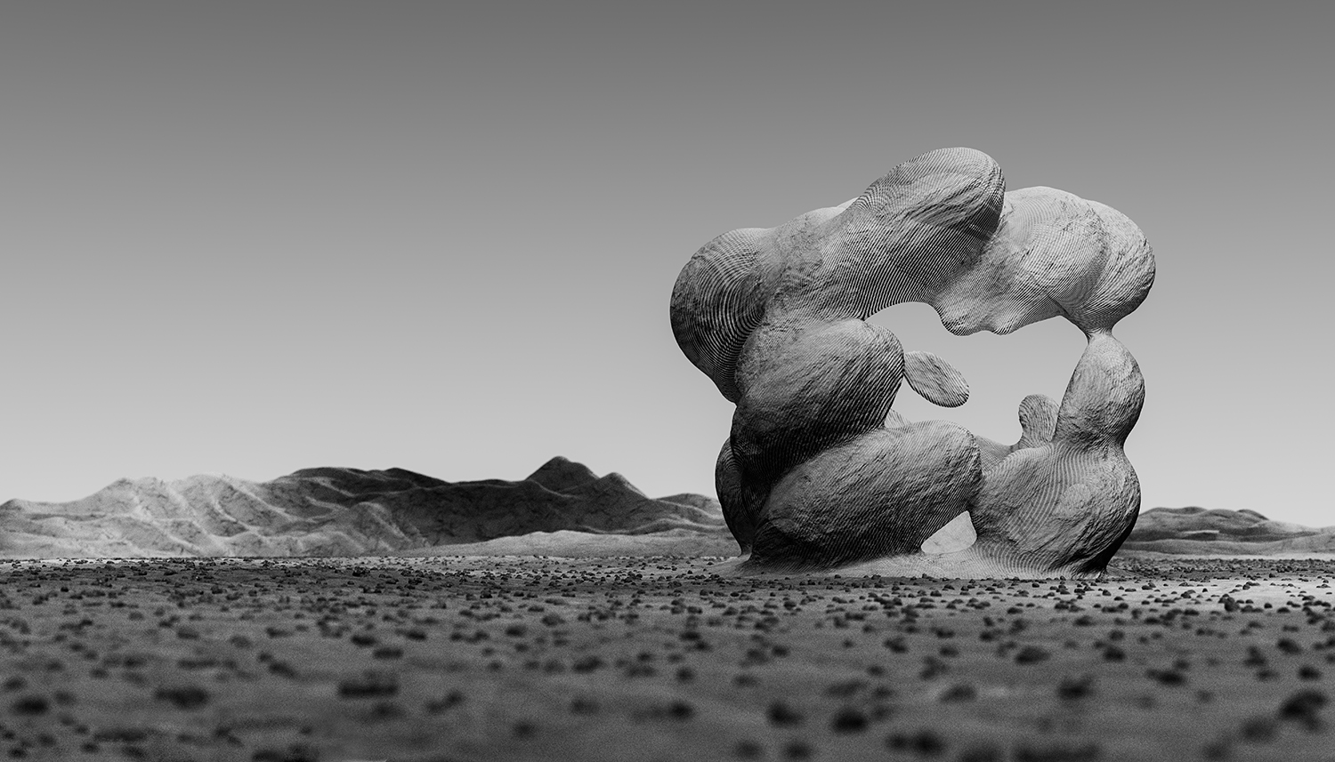 Digital Desert 3d render of minimal desert with rocks